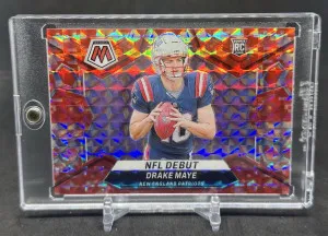 Drake Maye 2024 Panini Mosaic NFL Debut Rookie RC Red Camo Prizm #273 Patriots front