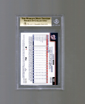2025 Topps James Wood RC Green Rainbow Foilboard #181 Rookie #16/99 BGS 9.5 back