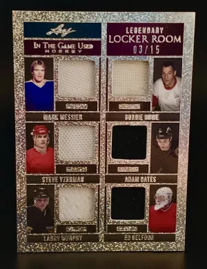 2022 Leaf ITG Legendary Locker Room - Silver Sparkle 3/15 Short Print, Messier, Howe, Yzerman, Oates, Murphy, Belfour (All NHL Hall Of Famers 🔥🔥).   Card LR-9 front