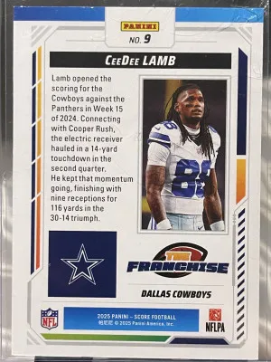 2025 Score - The Franchise CeeDee Lamb #9 Blue /100 Dallas Cowboys back