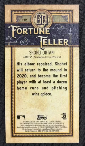2020 Topps Gypsy Queen #FTM-1 Shohei Ohtani Angels Fortune Teller Mini back