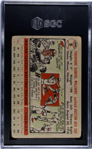 1956 Topps Ted Williams SGC 1 back
