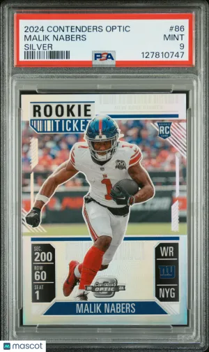 2024 Panini Contenders Optic Malik Nabers #86 Silver PSA 9 front