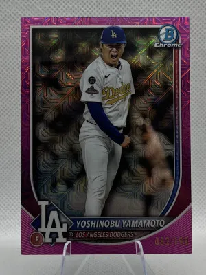 2025 Bowman Chrome Yoshinobu Yamamoto pink mojo /199 front