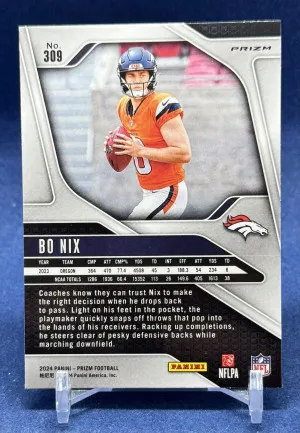 2024 Panini Prizm Bo Nix RC Rookie #309 Silver Prizm back
