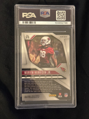 2024 Prizm Marvin Harrison Black White Checkerboard RC PSA 10 back