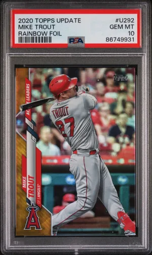 2020 Topps Update Mike Trout Rainbow Foil PSA 10 front