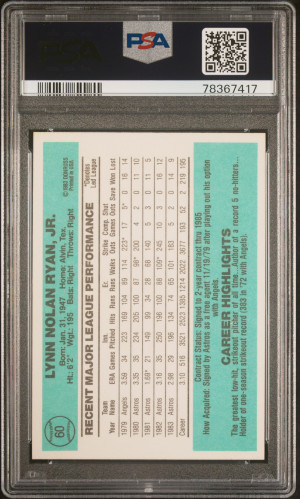 1984 Donruss Nolan Ryan back