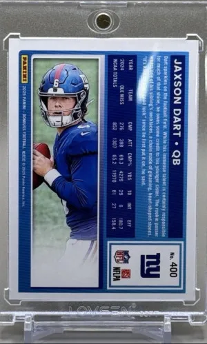 2025 Donruss Jaxson Dart Purple Press Proof Giants Rated Rookie #400 RC back