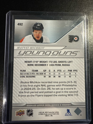 2024-25 Upper Deck Young Guns Michkov back