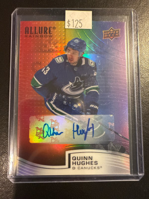 2021-22 UD Allure Rainbow Auto Quinn Hughes front
