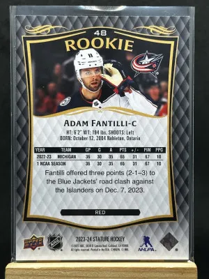 Adam Fantilli 2023-24 Upper Deck Stature Red Rookie 003/249 #48 back