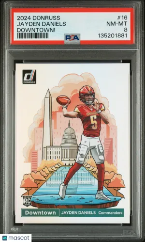 2024 Panini Donruss Downtown! Jayden Daniels #16 PSA 8 front
