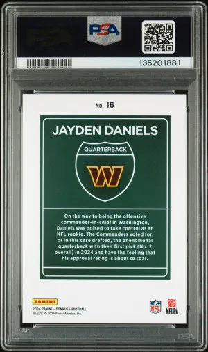 2024 Panini Donruss Downtown! Jayden Daniels #16 PSA 8 back