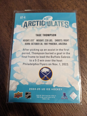 Tage Thompson Arcticulates Upper Deck ICE 2024-25 back