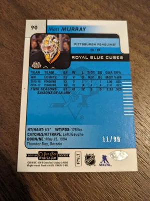2017/18 OPC PLATINUM MATT MURRAY ROYAL BLUE CUBES PARALLEL 11/99 #90 back