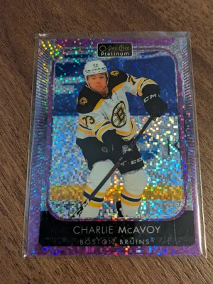 Charlie McAvoy Violet Pixels /299 OPC Platinum O-pee-chee front