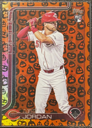 2025 Topps Update Series Levi Jordan #US6 Holiday Jack-O-Lantern - Reds RC front
