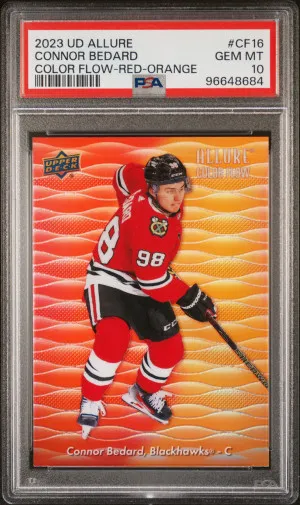 2023-24 Upper Deck Allure Color Flow Red Orange #CF16 Connor Bedard PSA 10 front