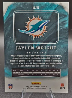 #115 Jaylen Wright 2024 Panini Origins - Holo Silver #/75 back