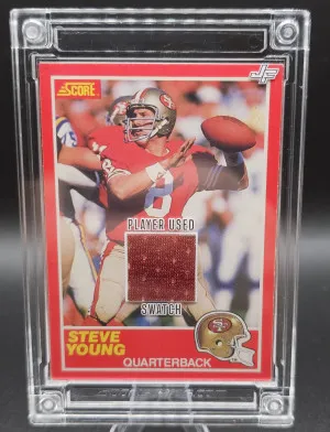 STEVE YOUNG 1998 SAN FRANCISCO 49ERS PRO BOWL "BATTLE OF THE GRIDIRON" EVENT WORN JERSEY PATCH BY JERSEY FUSION front