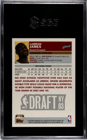 2003-04 Topps #221 Lebron James SGC 8.5 back