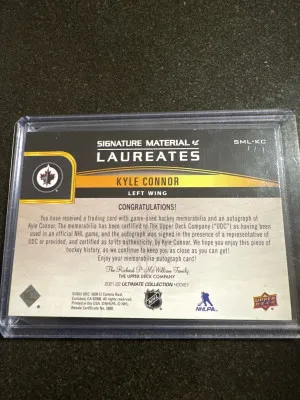 Kyle Connor Signature Material Laureates Patch Auto /75 back