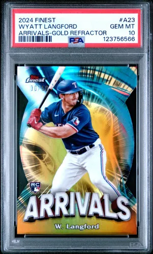 2024 Topps Finest Arrivals Wyatt Langford Arrivals-Gold Refractor front