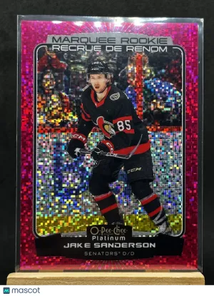 Jake Sanderson 2022-23 O-Pee-Chee Platinum Rookie Violet Pixels 166/299 #297 front