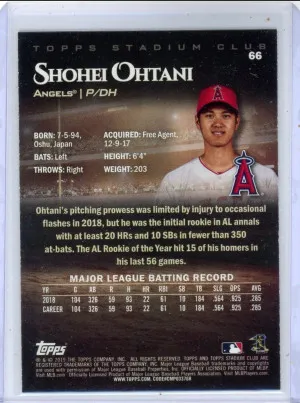 2019 Topps Stadium Club - Shohei Ohtani #66 MVP back