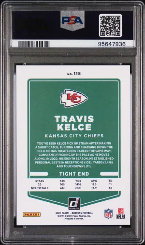 2021 Panini Donruss Travis Kelce Press Proof Premium back