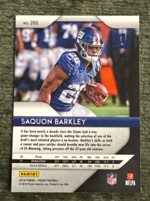 2018 Prizm Saquon Barkley RC back