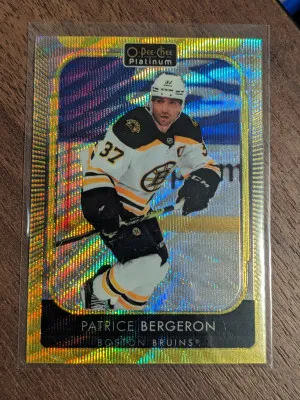 2021-22 O-Pee-Chee Platinum Neon Yellow Surge Patrice Bergeron #191 front