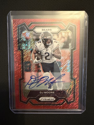 2023 Prizm DJ Moore Red Shimmer Auto /35 front