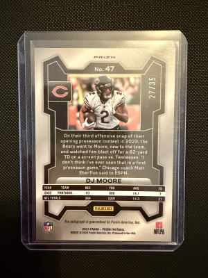 2023 Prizm DJ Moore Red Shimmer Auto /35 back