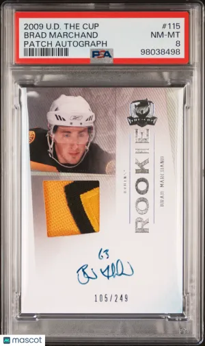 2009-10 Upper Deck The Cup Brad Marchand #115 Patch Auto RPA Rookie /249 PSA 8 front