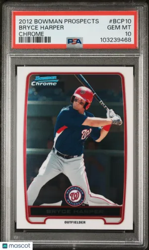 Bryce Harper 2012 Bowman Prospects #BCP10 Chrome PSA10 GEM MT Nationals front