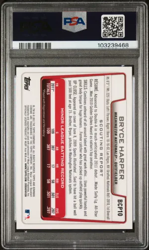 Bryce Harper 2012 Bowman Prospects #BCP10 Chrome PSA10 GEM MT Nationals back