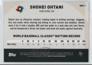 2023 Topps Japan Edition WBC Japanese National Team Shohei Ohtani #WBC-1 back