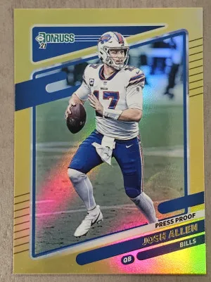 #225 Josh Allen 2021 Donruss - Press Proof Premium Gold front