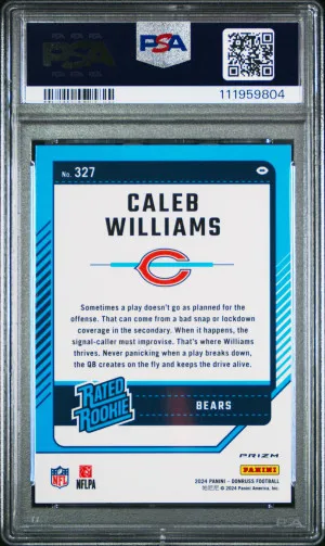 2024 Panini Donruss Caleb Williams Optic Preview-Red Wave back