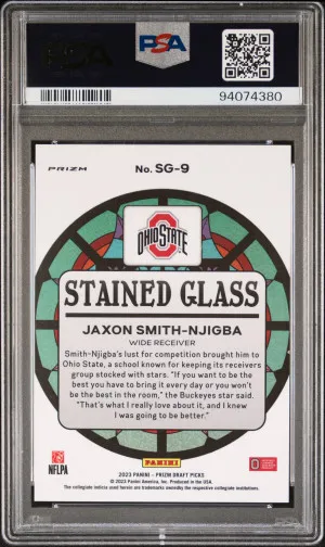 2023 Panini Prizm Draft Picks Stained Glass Jaxon Smith-Njigba back