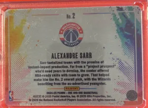 2024 Panini One Color Blast Alexandre Sarr back