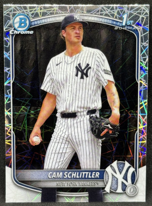 Cam Schlittler 2025 Bowman Chrome 1st #BCP-166 Laser Refractor - Yankees front