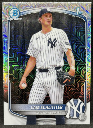 Cam Schlittler 2025 Bowman Chrome 1st #BCP-166 Mojo Refractor - Yankees front