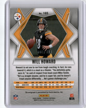 2025 PHOENIX WILL HOWARD SILVER AUTO /199 RC ROOKIE back