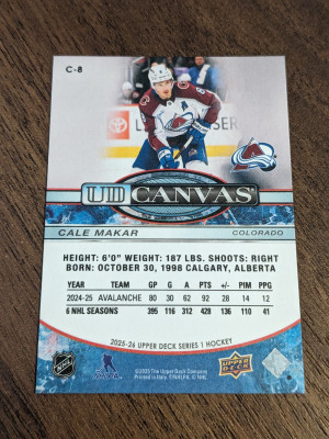 Cale Makar ud canvas 2025-26 back