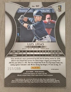 Luis Urias Prizm 2019  Red Mojo Prizm RC Rookie back