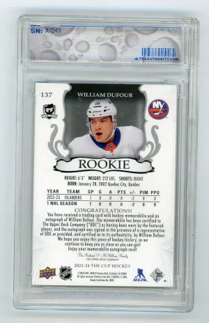 2023-24 The Cup William Dufour Rookie Auto Patch /249 back