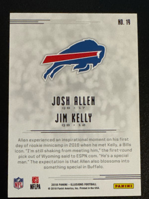 2018 Illusions Josh Allen RC With Jim Kelly Foil back